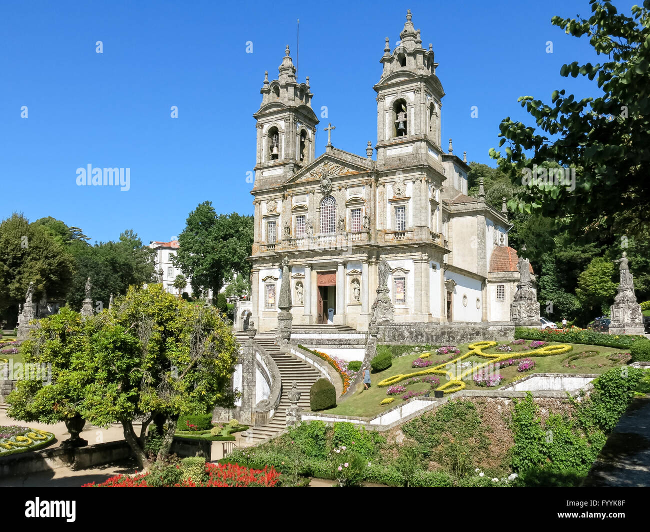 Facade of Bom Jesus do Monte, Portuguese sanctuary in Tenoes near the city of Braga in Portugal Stock Photo