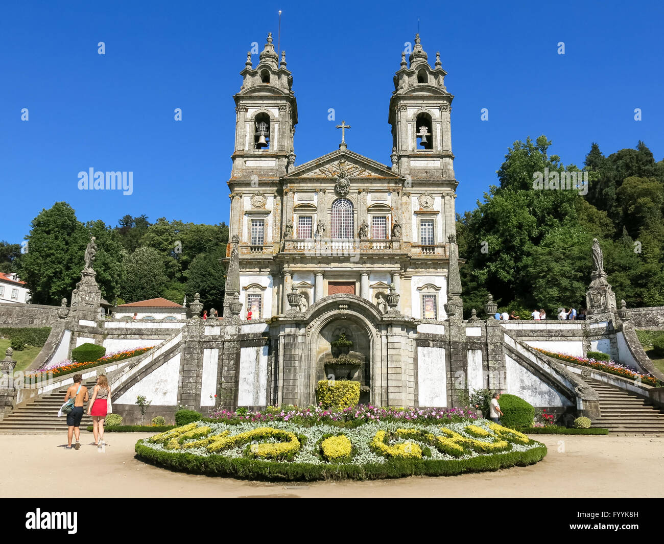 Facade of Bom Jesus do Monte, Portuguese sanctuary in Tenoes near the city of Braga in Portugal Stock Photo