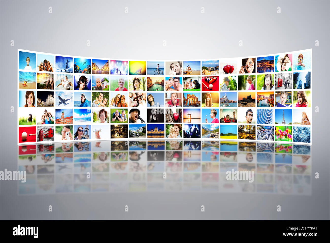 Pictures display on wide modern monitors Stock Photo