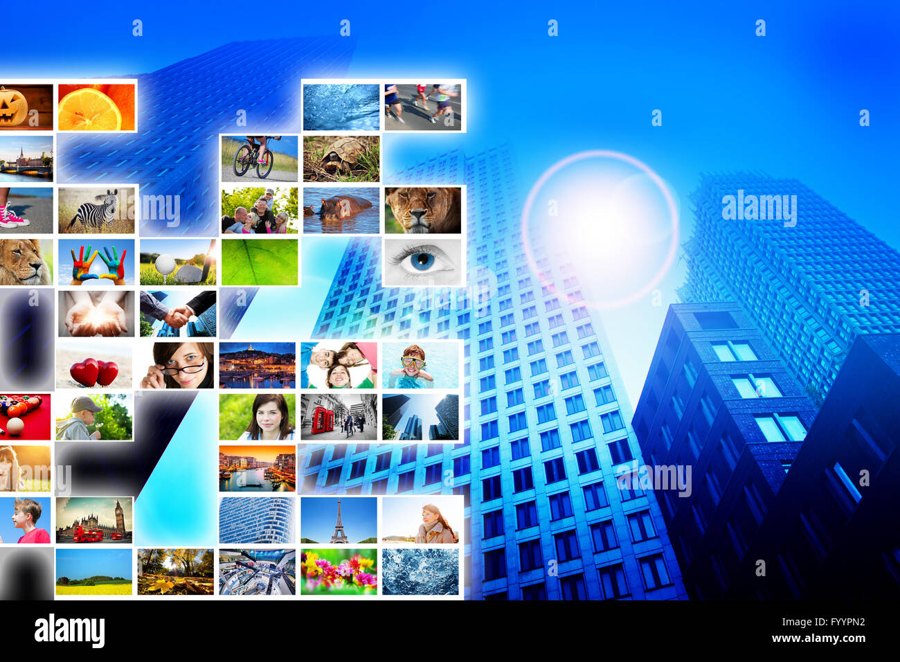 Business skyscraper buildings in blue tone Stock Photo - Alamy
