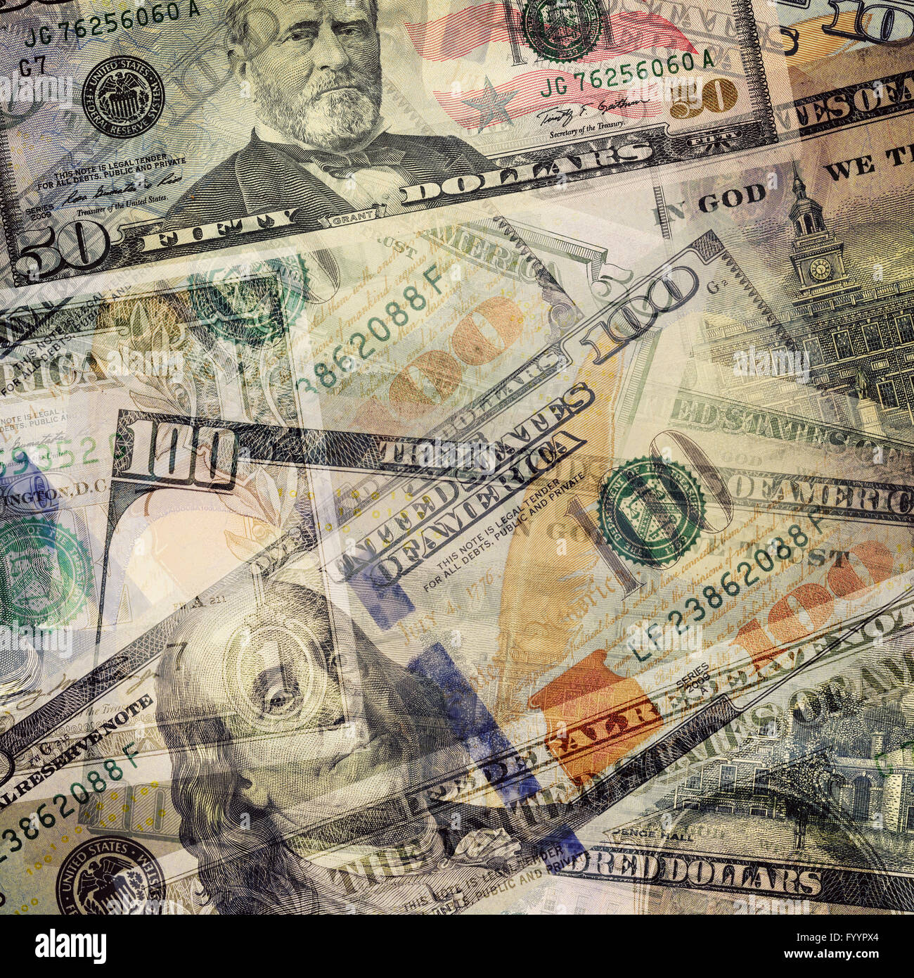 Money abstract background. USD dollar bills Stock Photo
