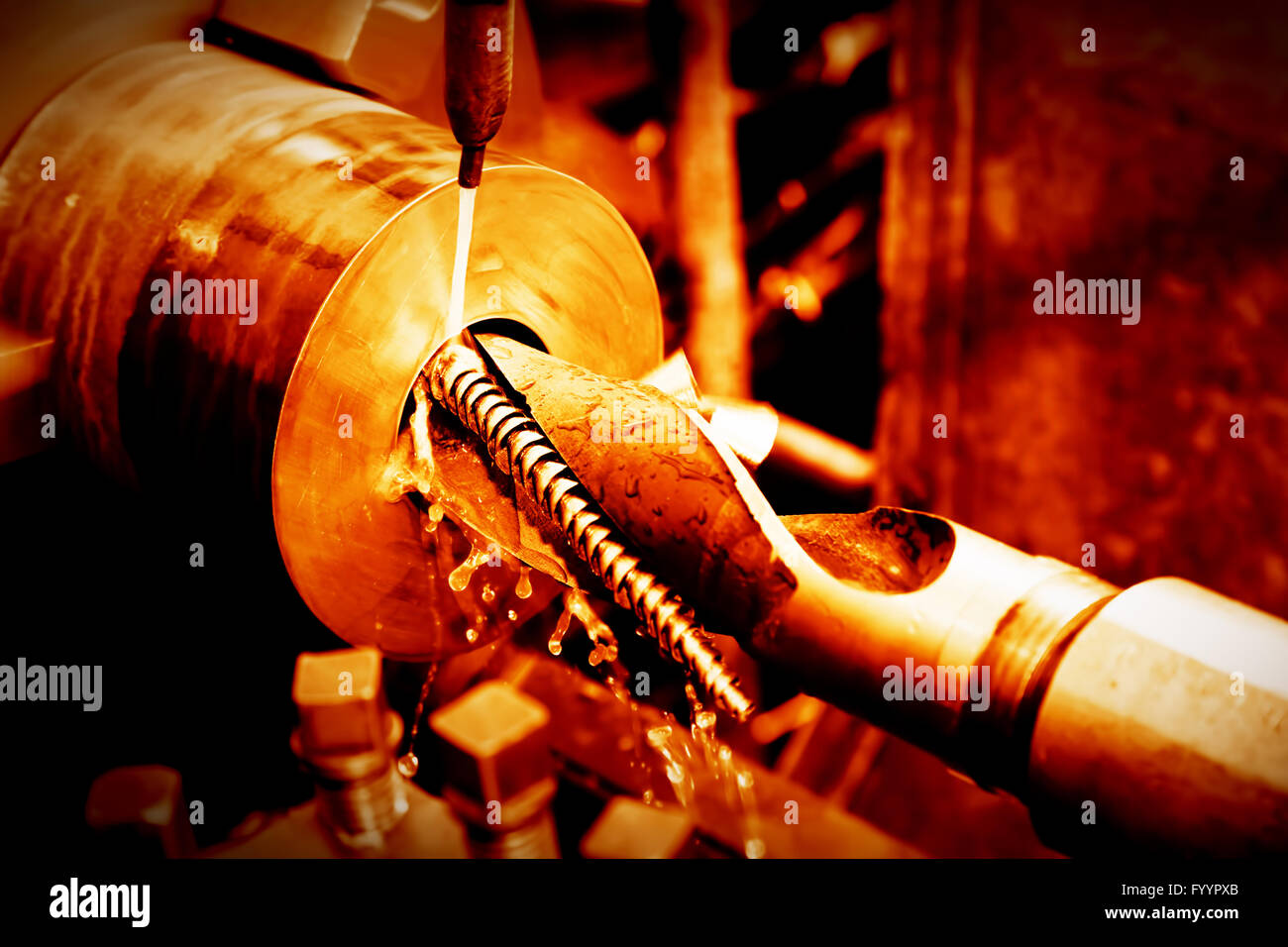 Industrial turning, threading machine at work Stock Photo Alamy