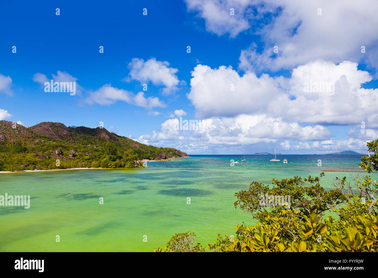 Tropical island at Seychelles Stock Photo