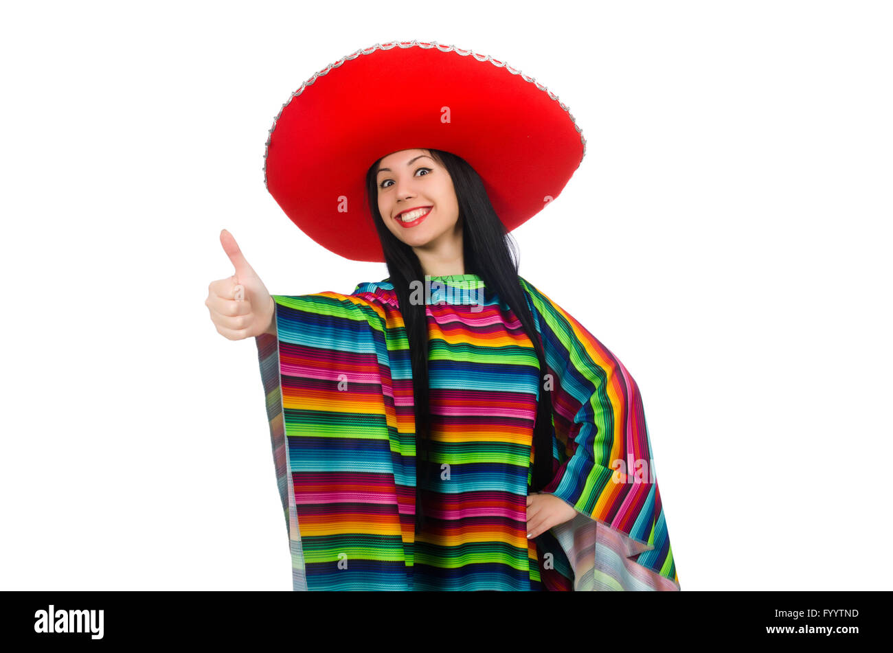 Mexican woman in funny concept on white Stock Photo