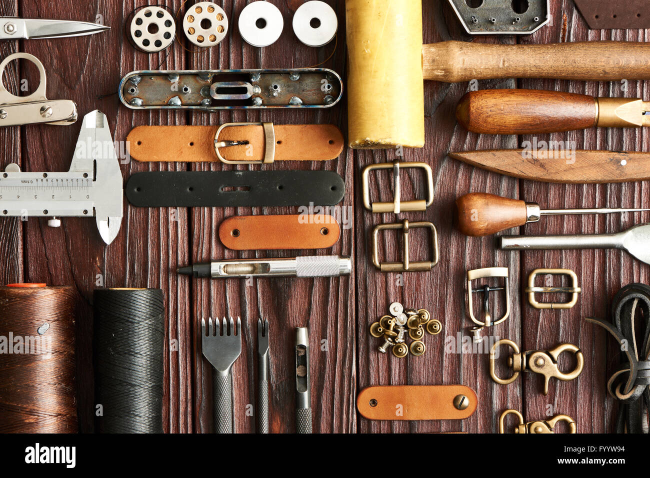 Leather manufacturing tools hi-res stock photography and images - Alamy