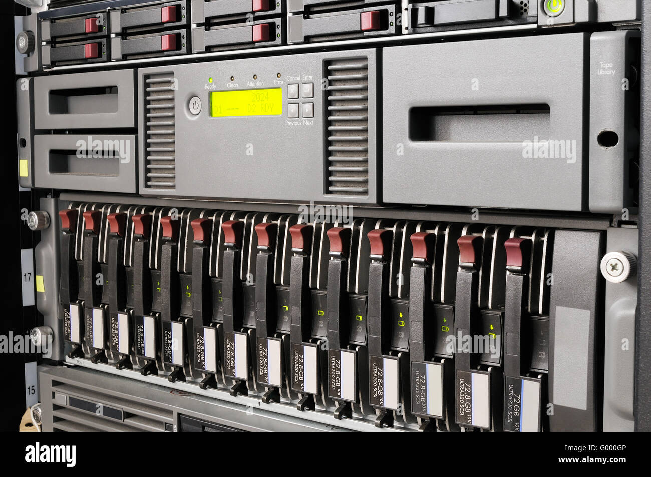 Rack mounted blade servers Stock Photo