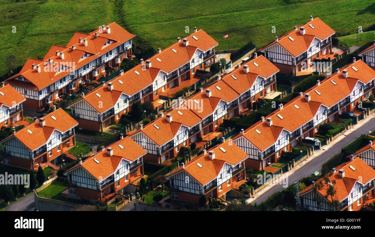 row houses from high angle view Stock Photo