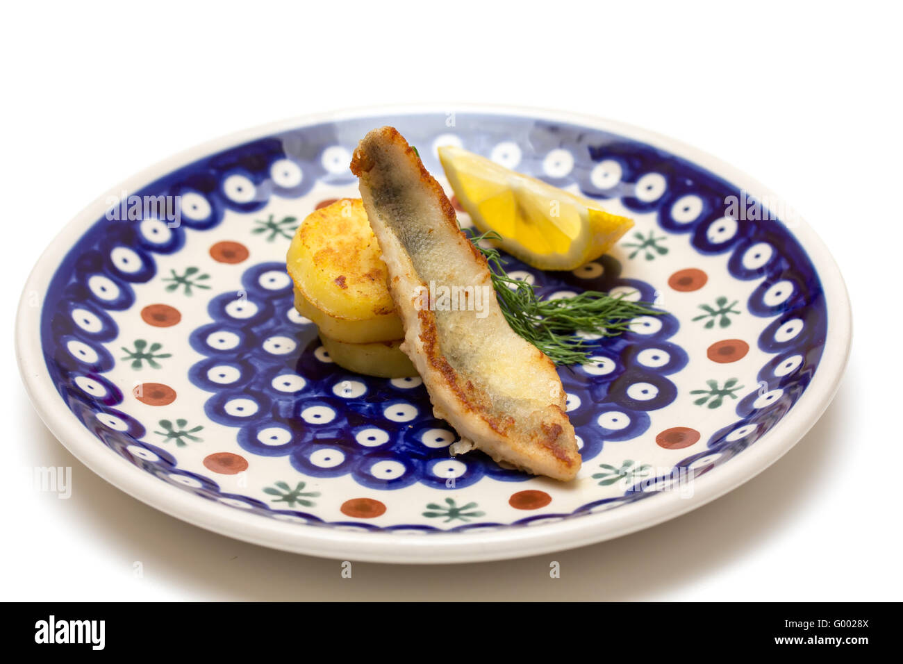 Perch filet with fried potatoes Stock Photo