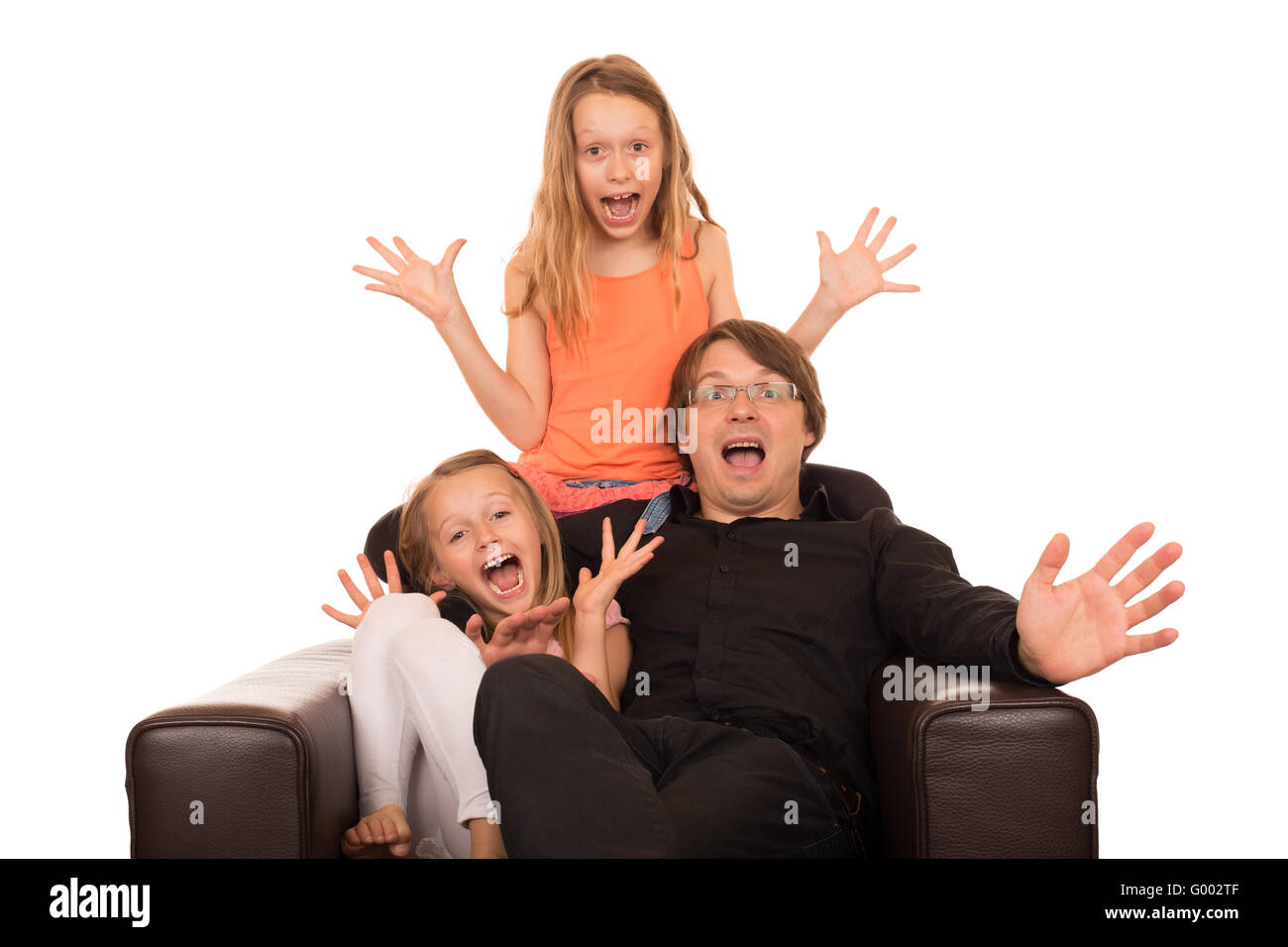 Crazy people crying and laughing Stock Photo