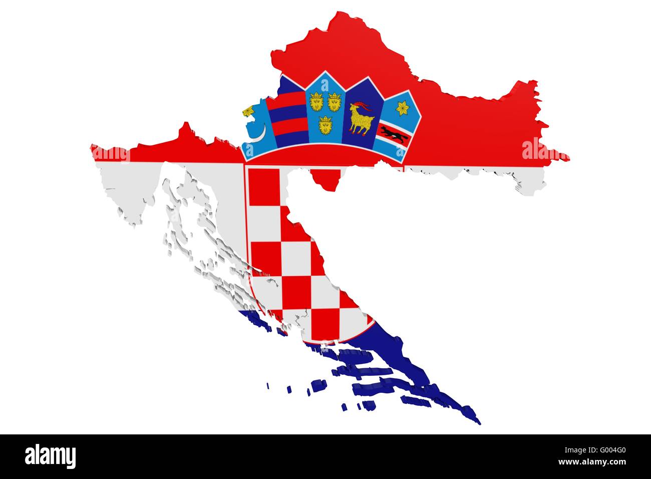 Croatian Flag Map Stock Photo