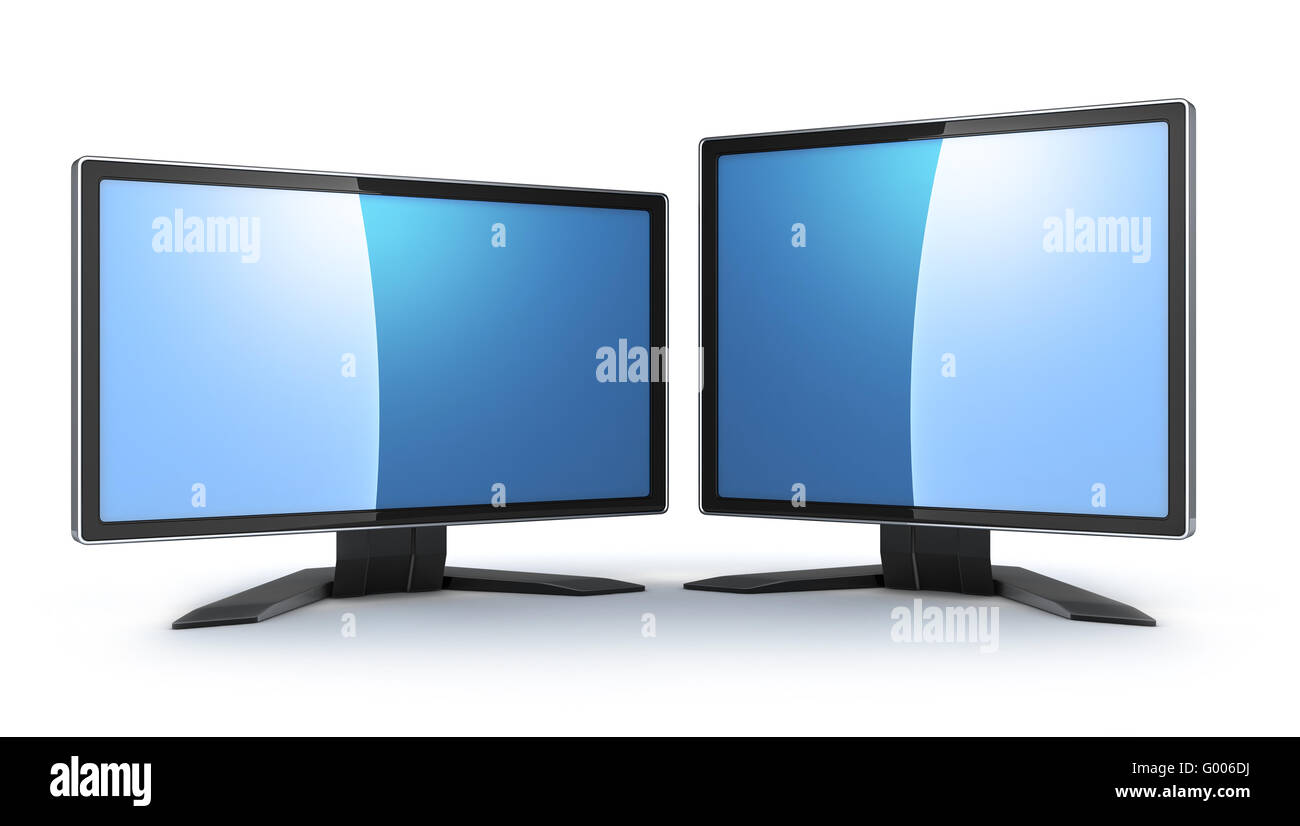 Two monitors 16:9 and 4:3 (done in 3d) Stock Photo