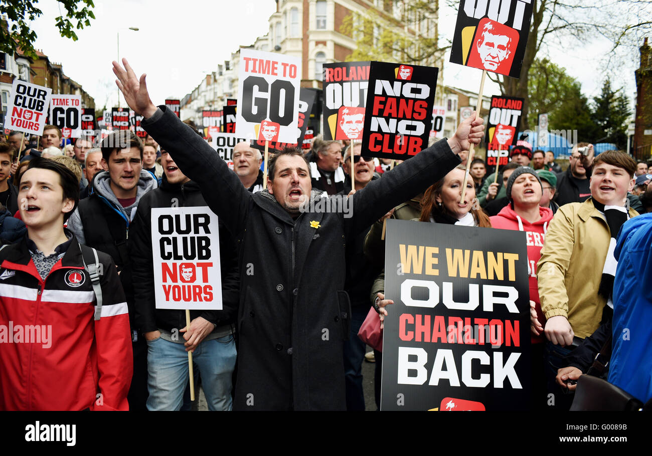 Charlton and Brighton fans protest against Charlton's owners before the ...