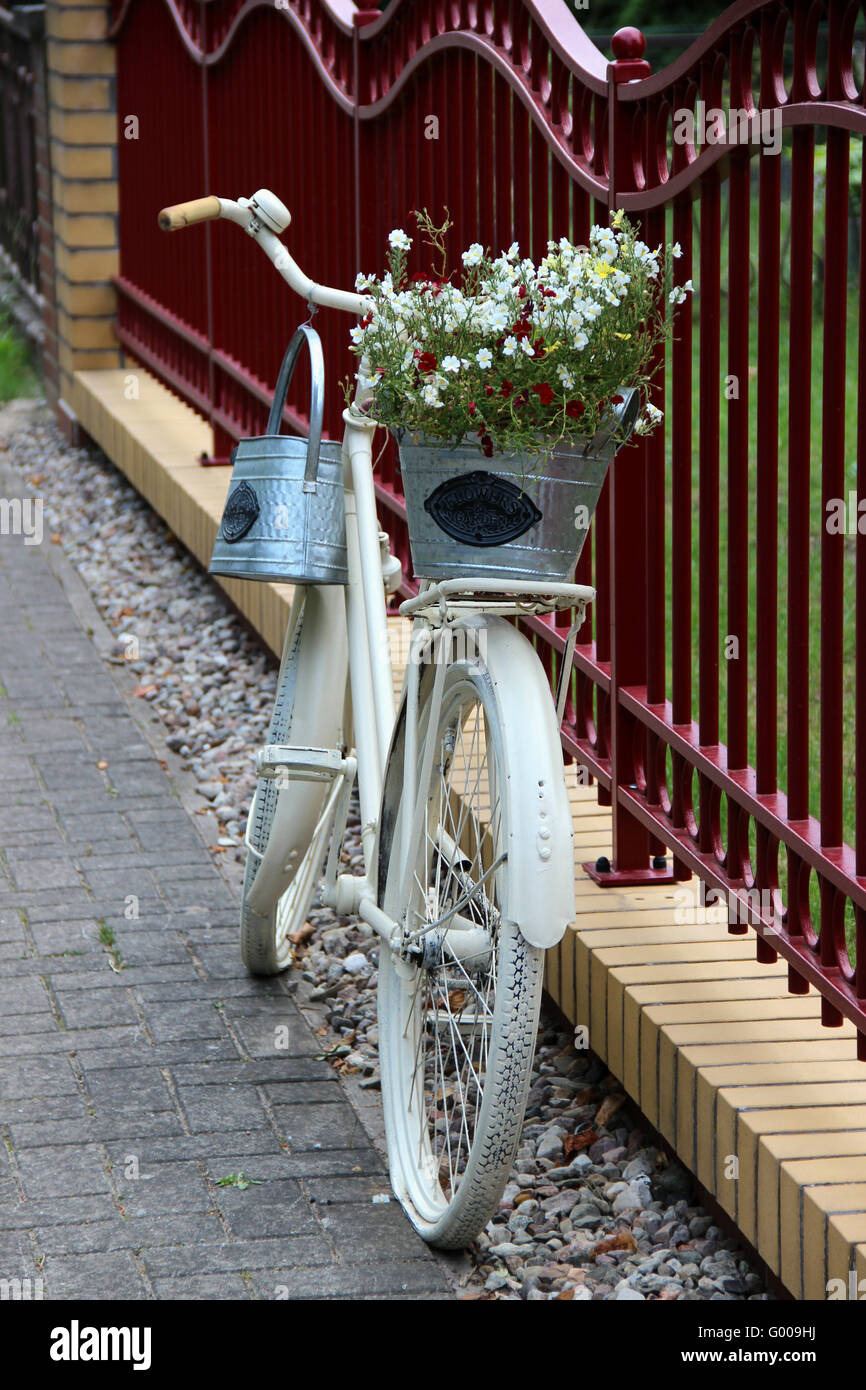 old bicycles with flowers