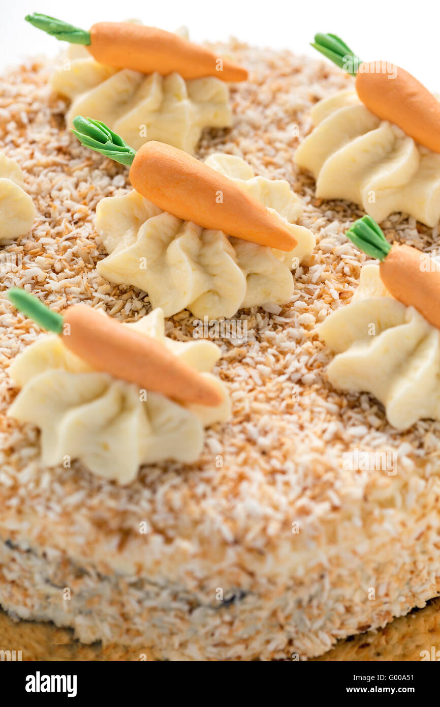 Carrot cake closeup. Stock Photo