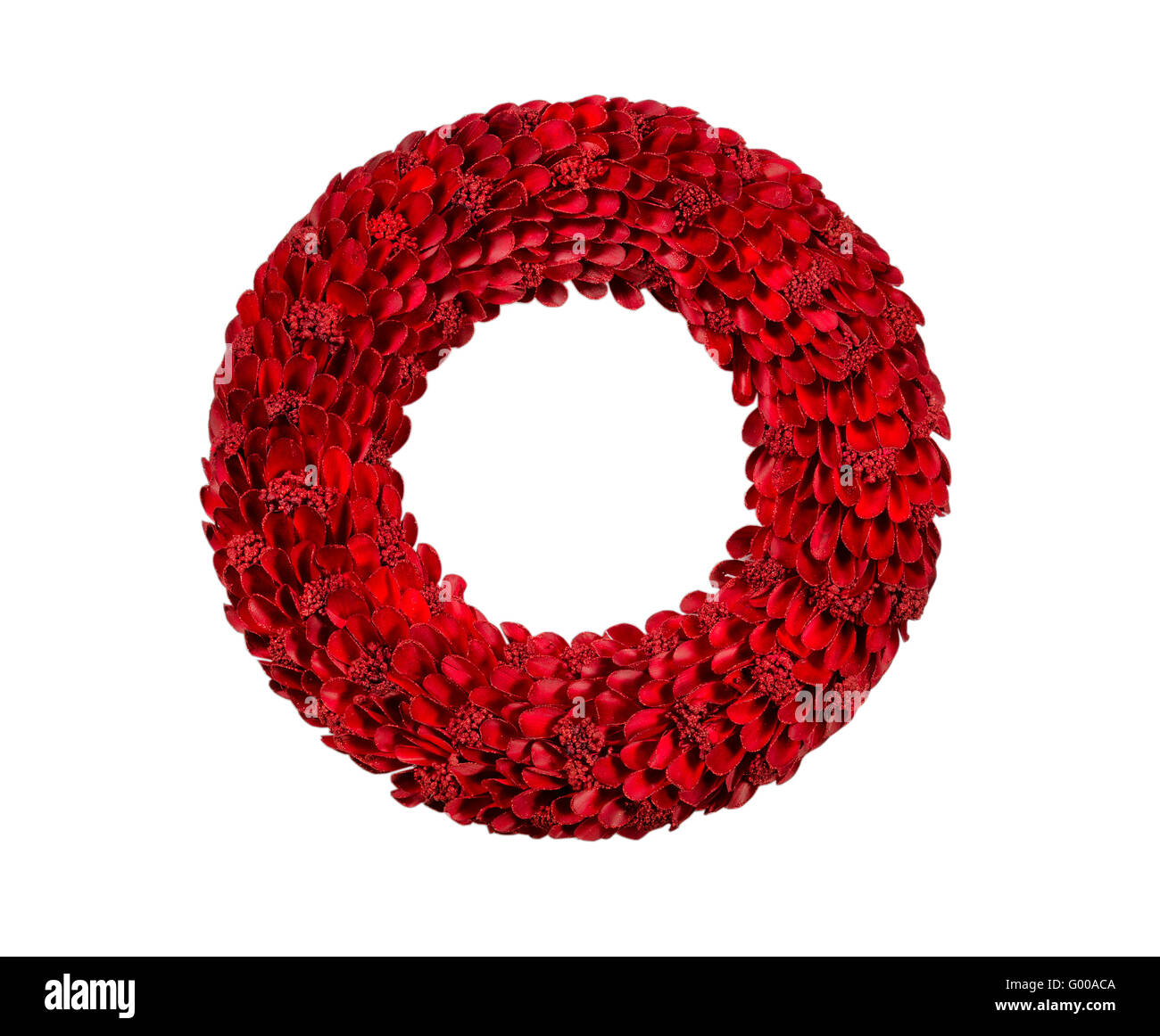 Bright Red Holiday Wreath on White Stock Photo