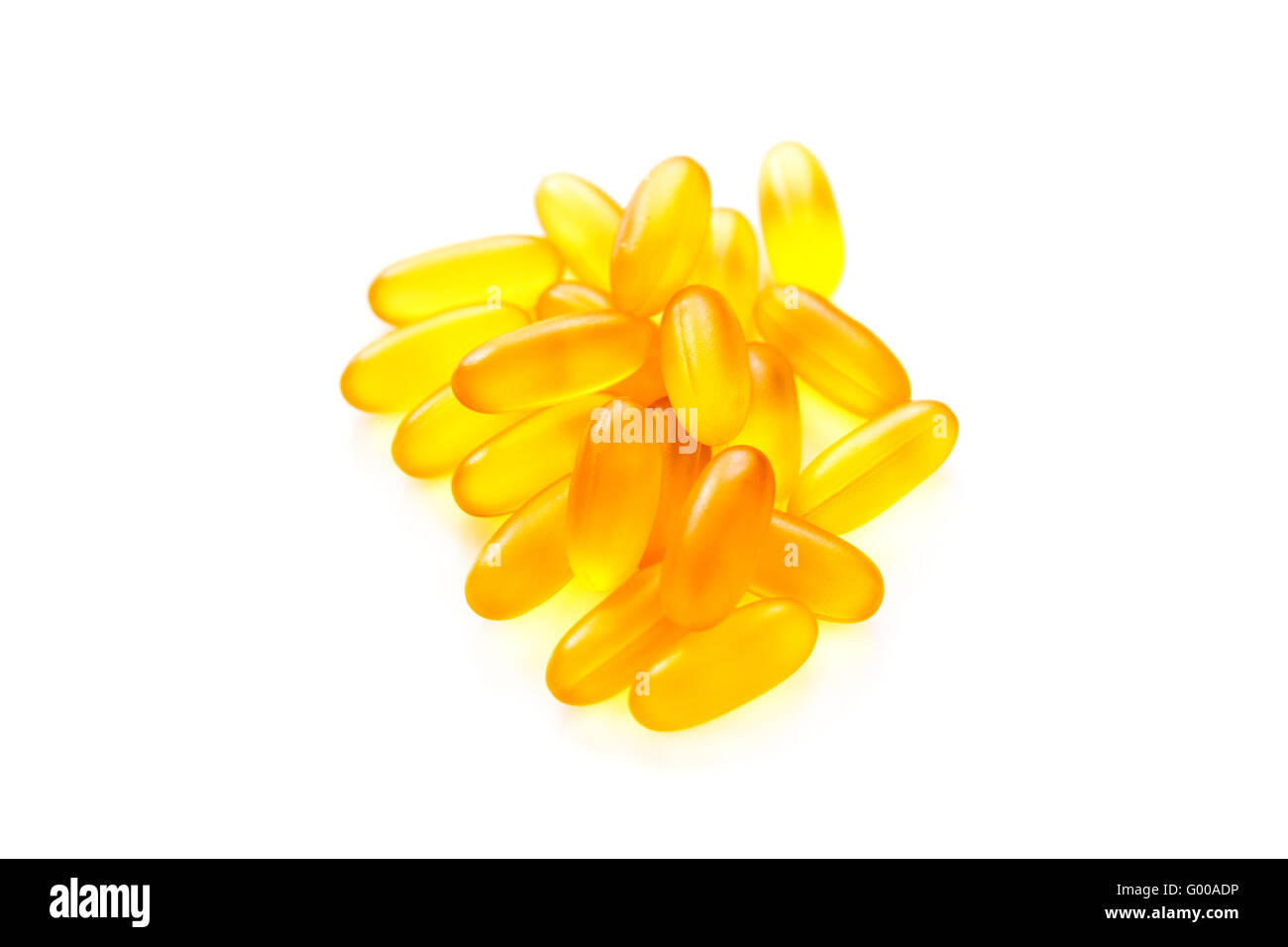 Gel capsules with fish oil. Stock Photo