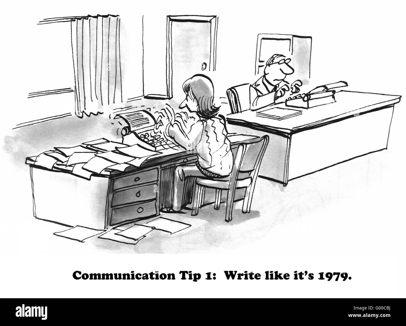 Cartoon about bringing back the lost art of letter writing. Stock Photo