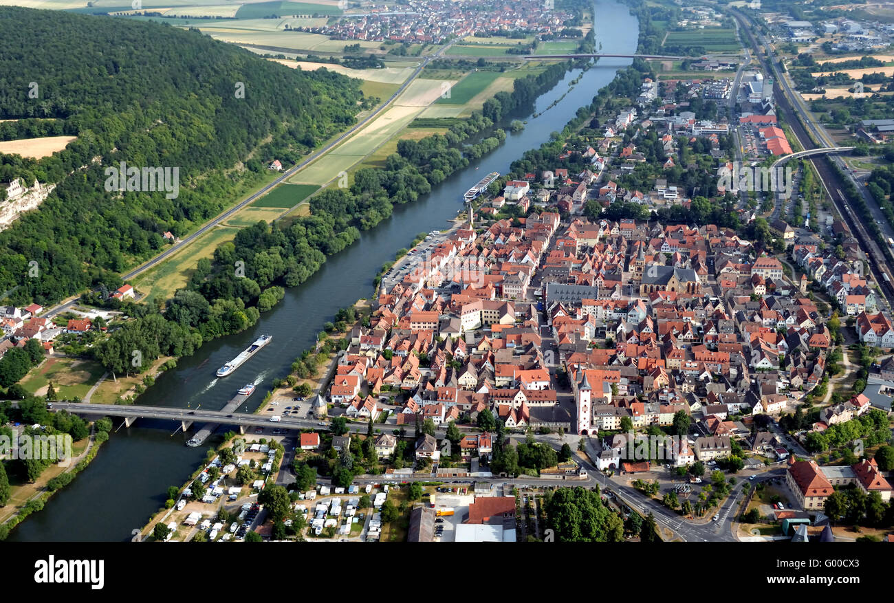 Karlstadt on the Main river, Germany Stock Photo