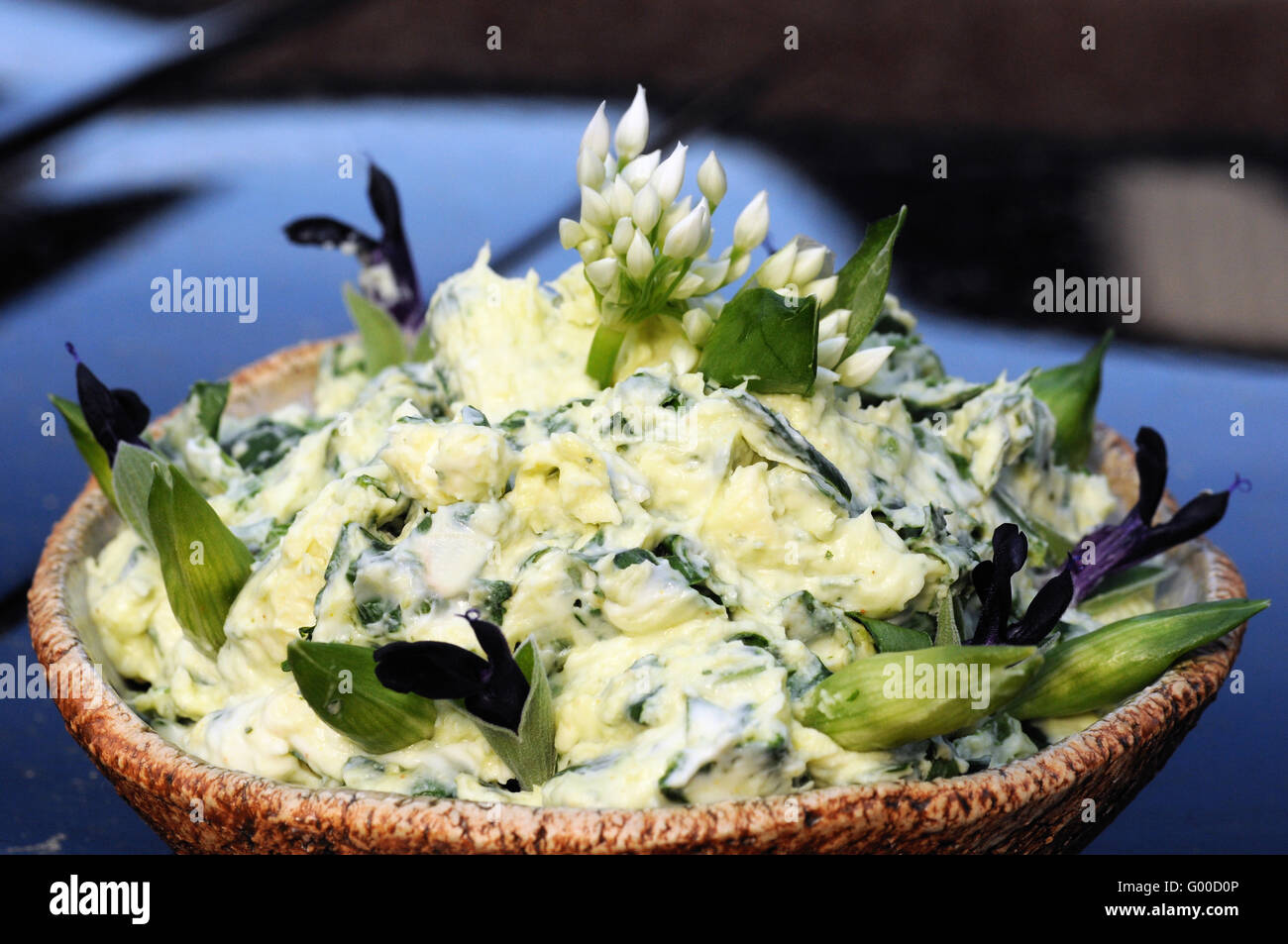 Herb butter with ramson Stock Photo