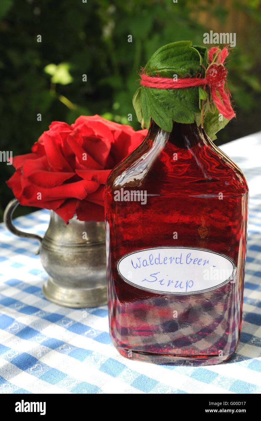 Woodland strawberries syrup Stock Photo