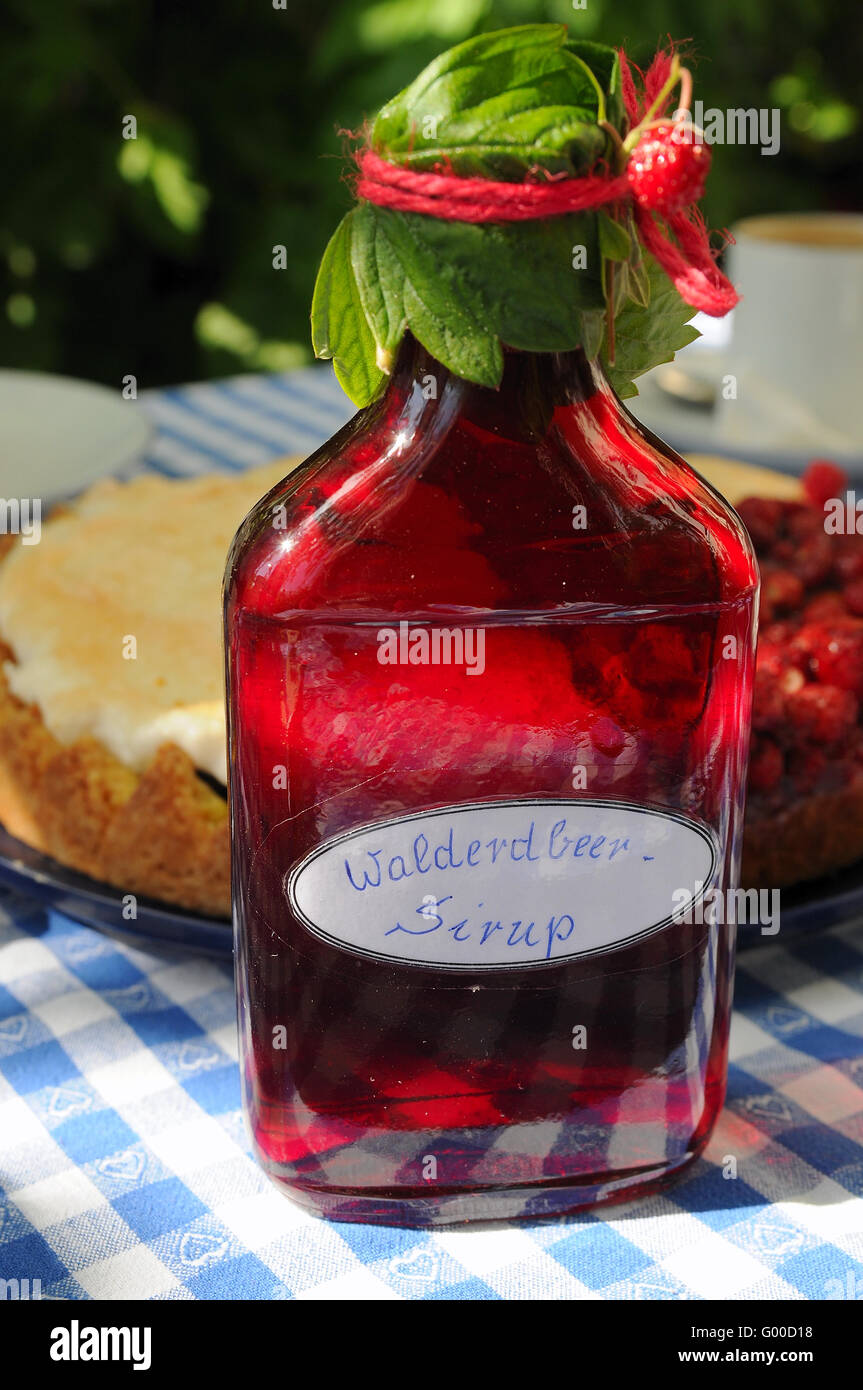 Woodland strawberry syrup Stock Photo