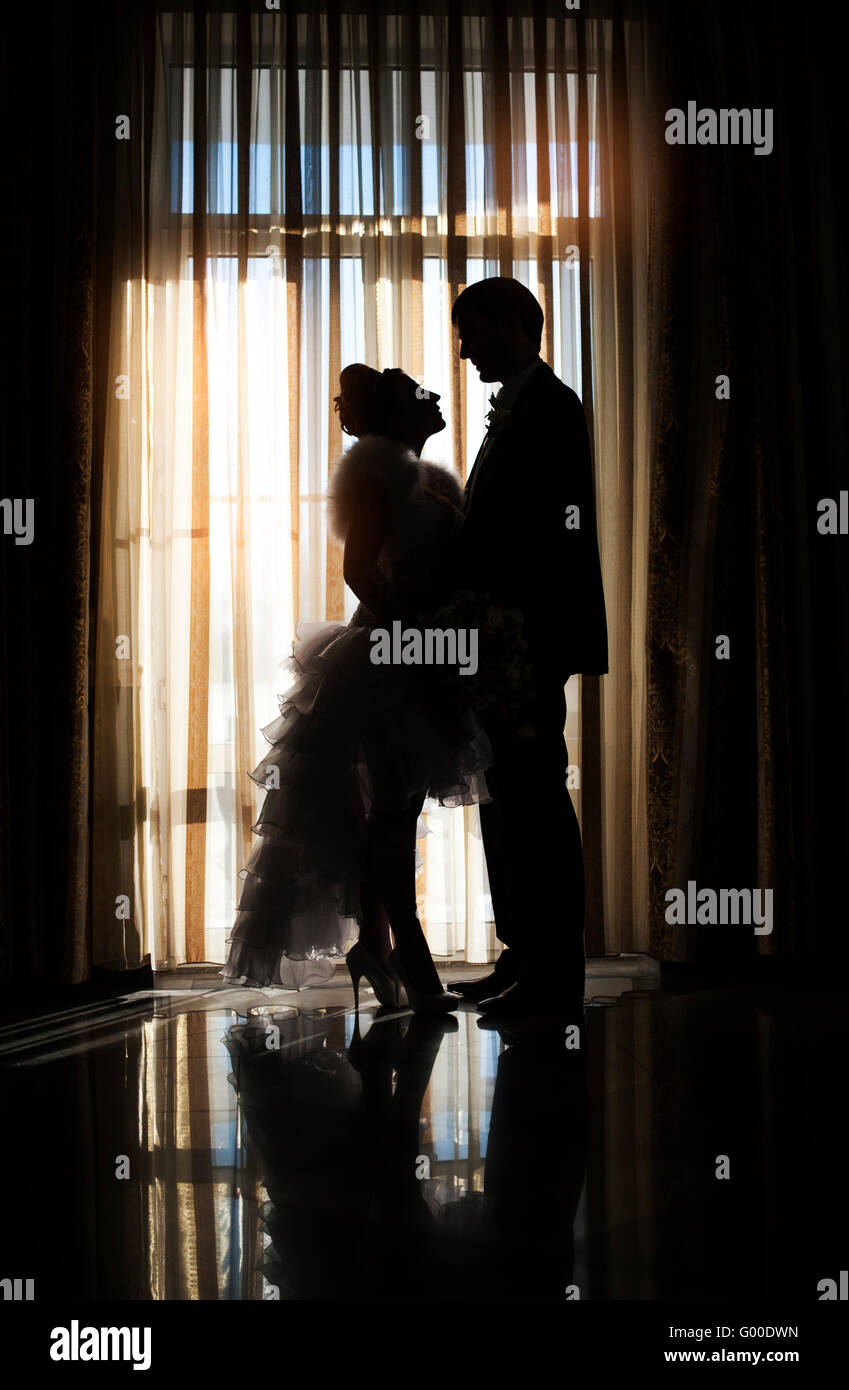 Black silhouette couple standing in hi-res stock photography and images ...