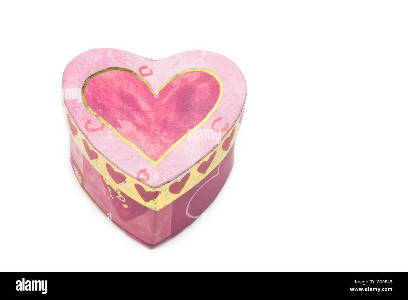 hand painted heart shaped box on white background Stock Photo - Alamy