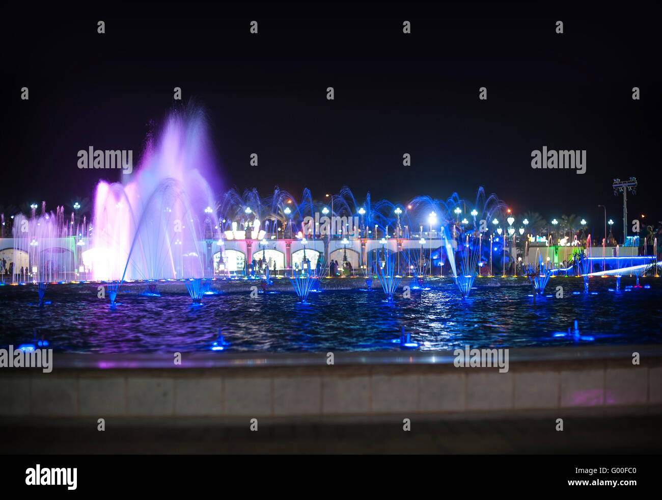 The illuminated fountain at night Stock Photo - Alamy