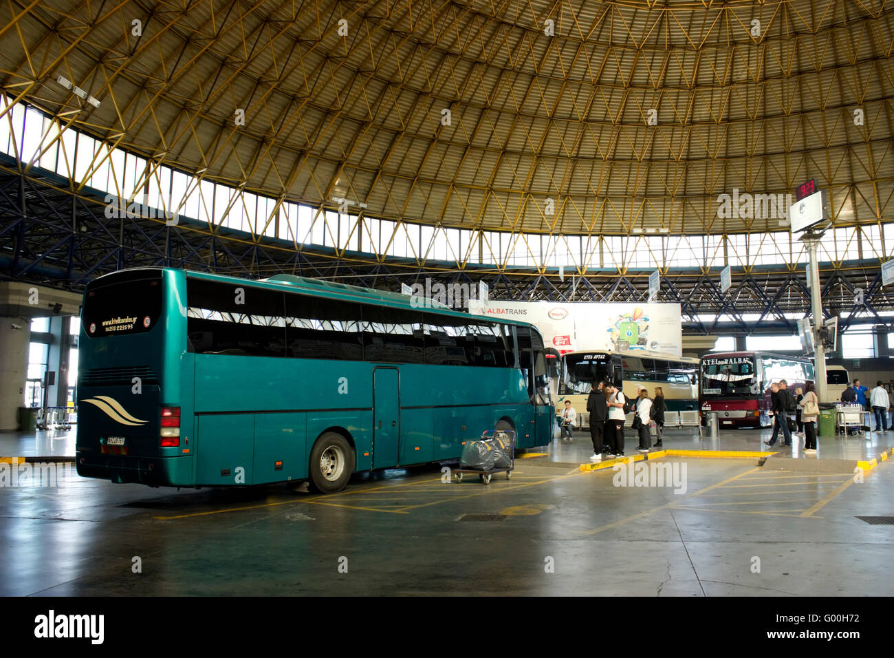 Wide view of Thessaloniki's KTEL intercity bus / coach station