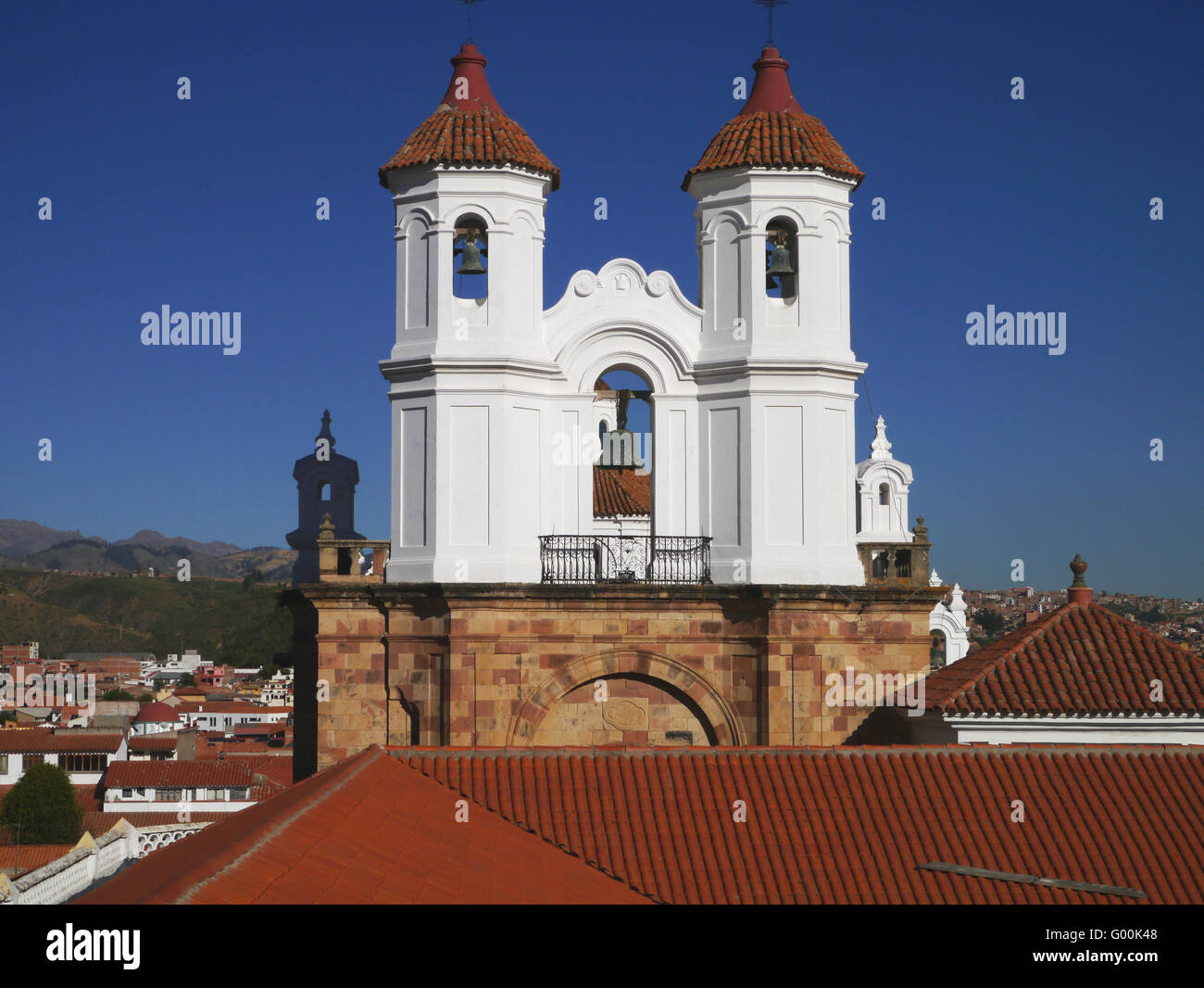 View over Sucre Bolivia towards cathedral Stock Photo