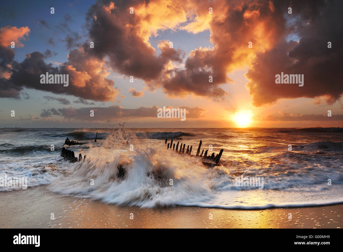 Dicky wreck at morning sunrise Stock Photo