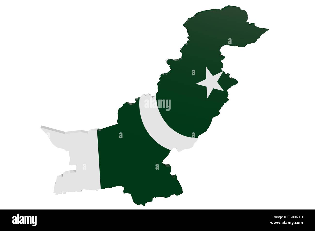 Pakistani Flag Map Stock Photo