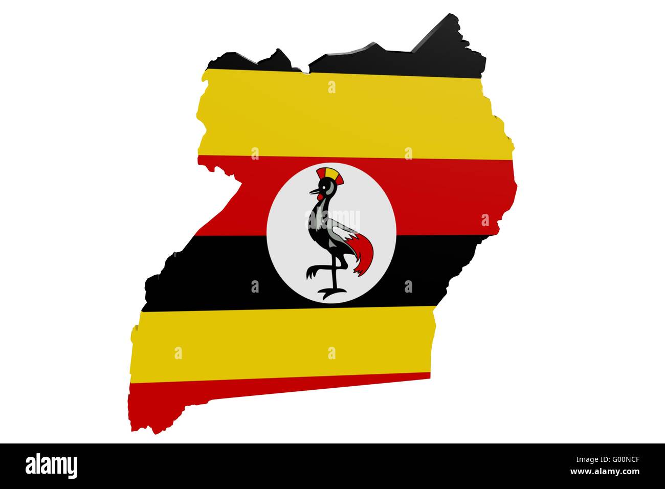 Ugandan Flag Map Stock Photo
