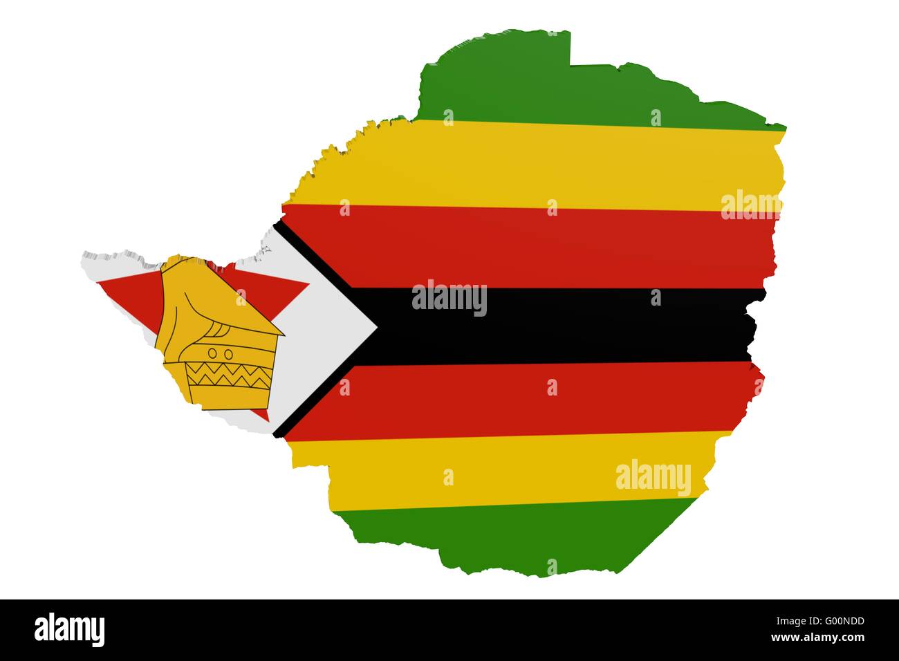 Zimbabwean Flag Map Stock Photo
