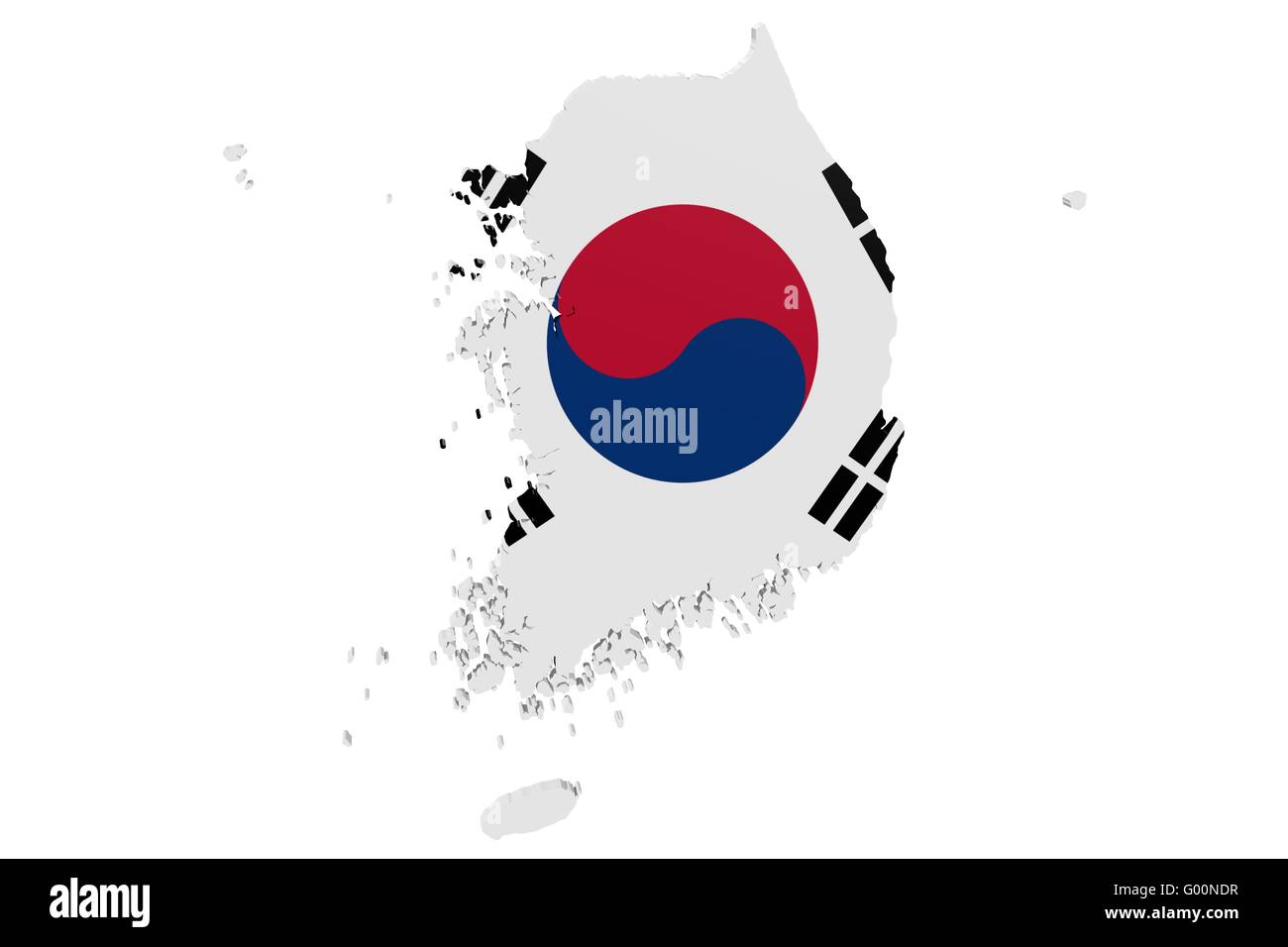 South Korean Flag Map Stock Photo