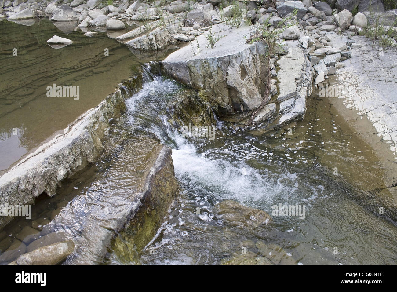small mountain river flowing over rocks Stock Photo - Alamy