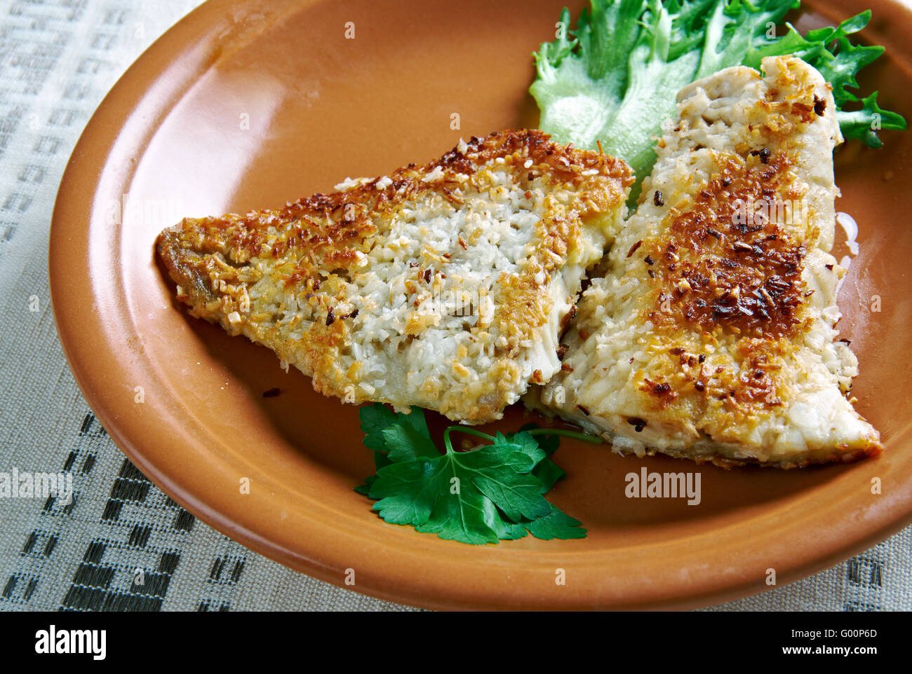 Coconut Crusted Fish Stock Photo