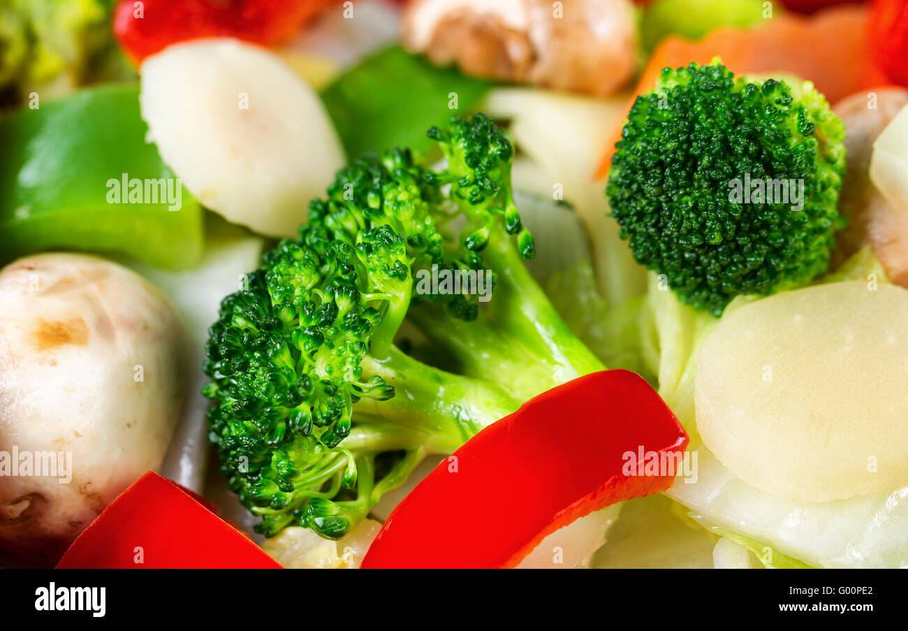 Freshly cooked vegetables ready to eat Stock Photo