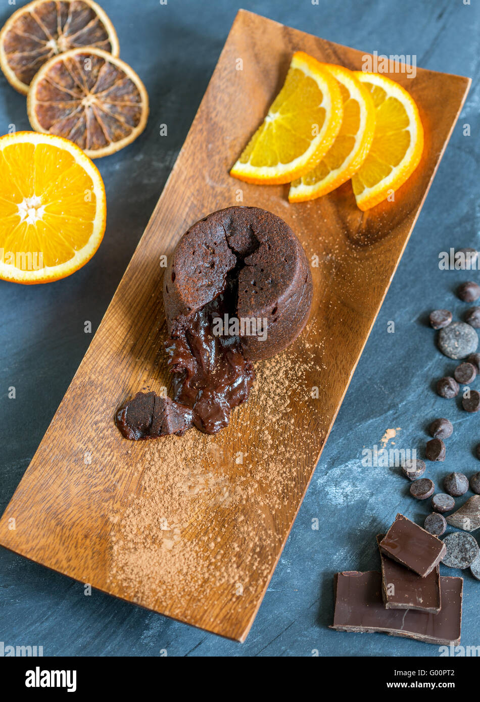Chocolate fondant. View from above. Stock Photo