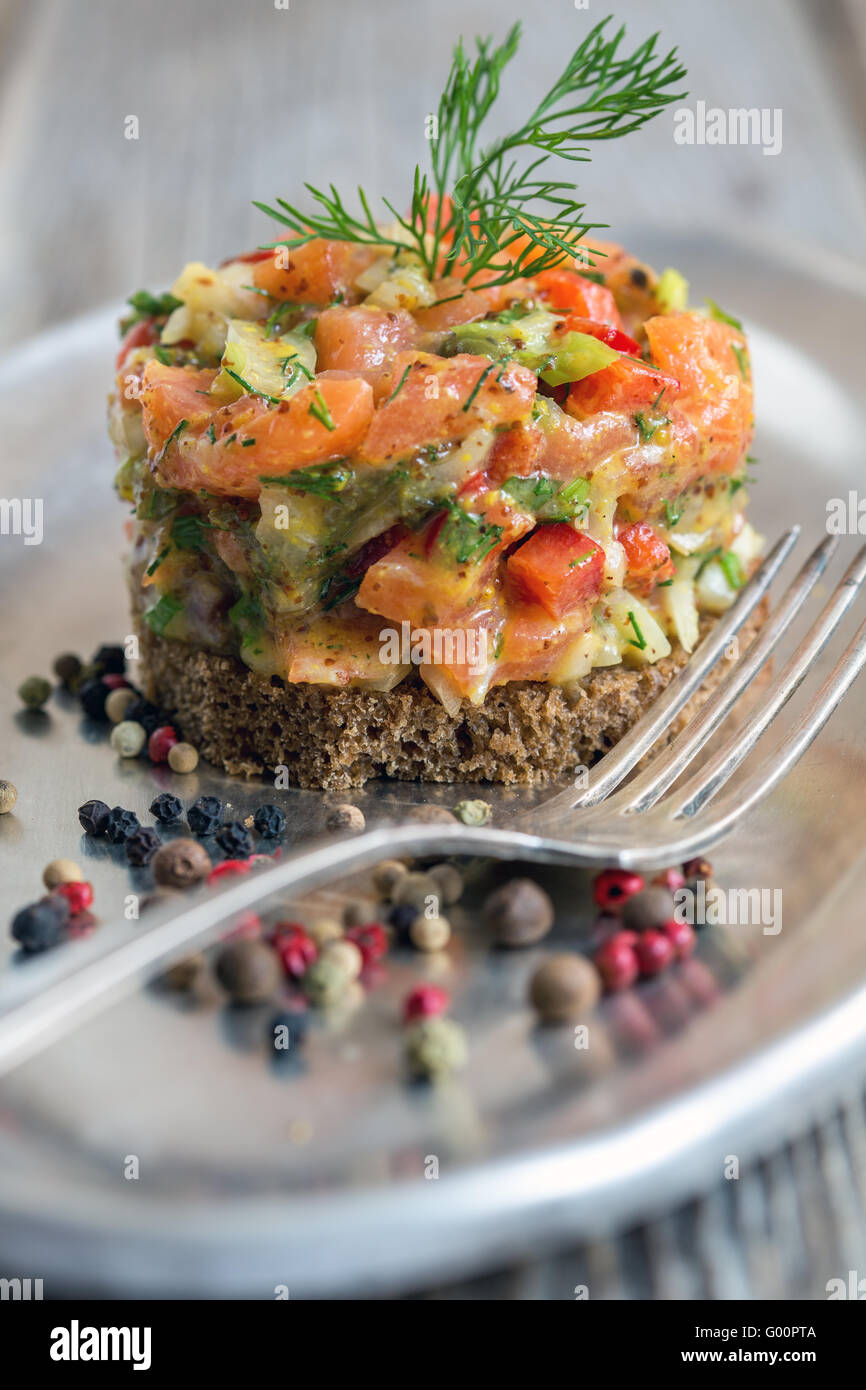 Salted salmon tartare Stock Photo Alamy
