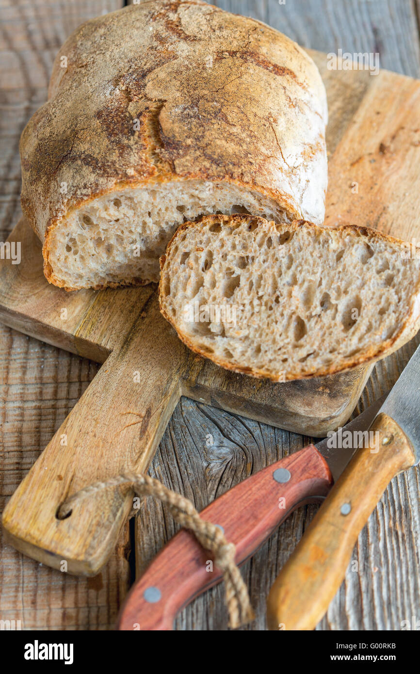 Fresh homemade bread. View from above. Stock Photo