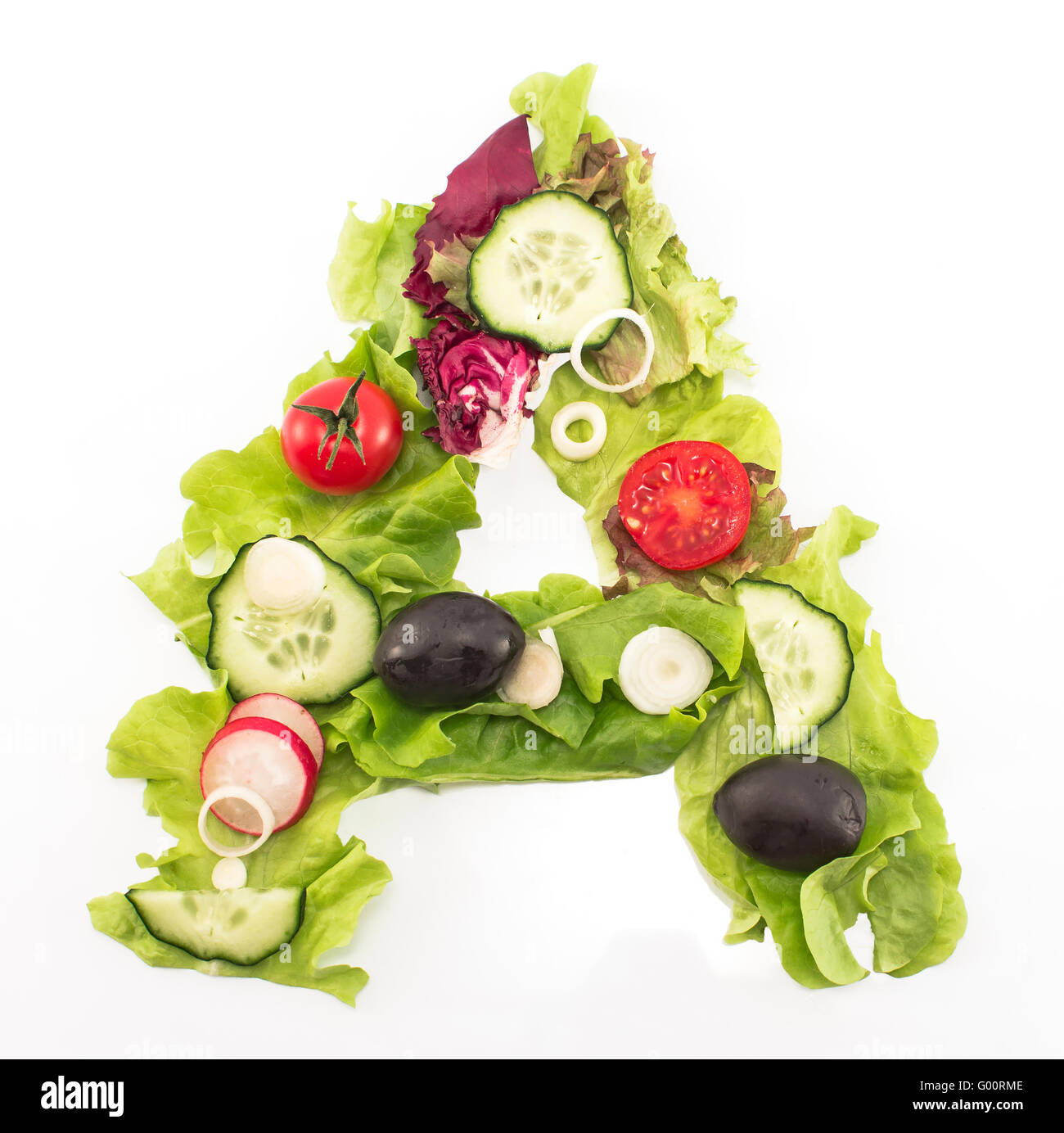 Letter A made of salad Stock Photo Alamy
