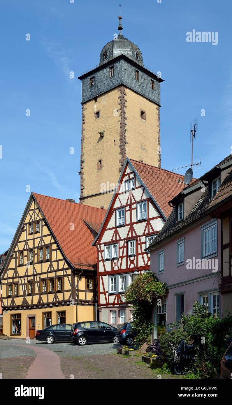 Old town center of Lohr am Main Stock Photo