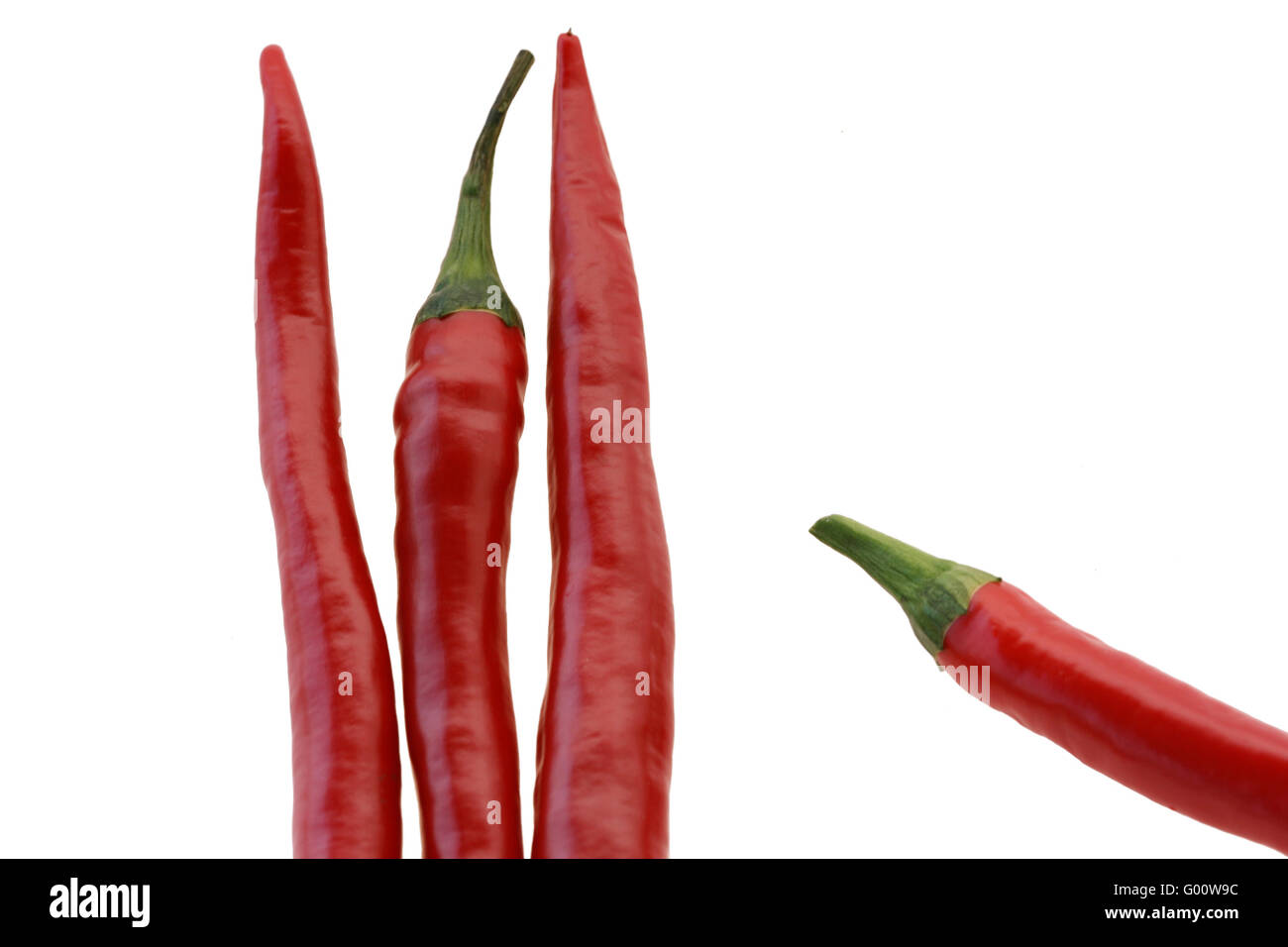 Red chili peppers on white background Stock Photo - Alamy