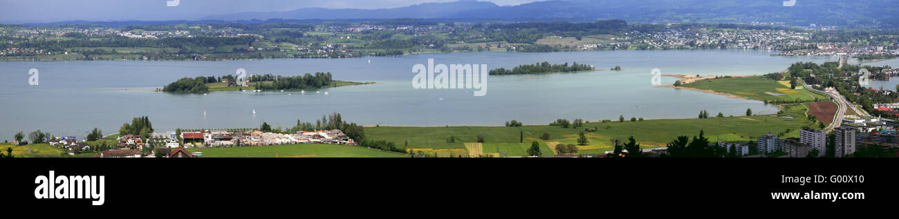 Islands in Lake Zurich Stock Photo