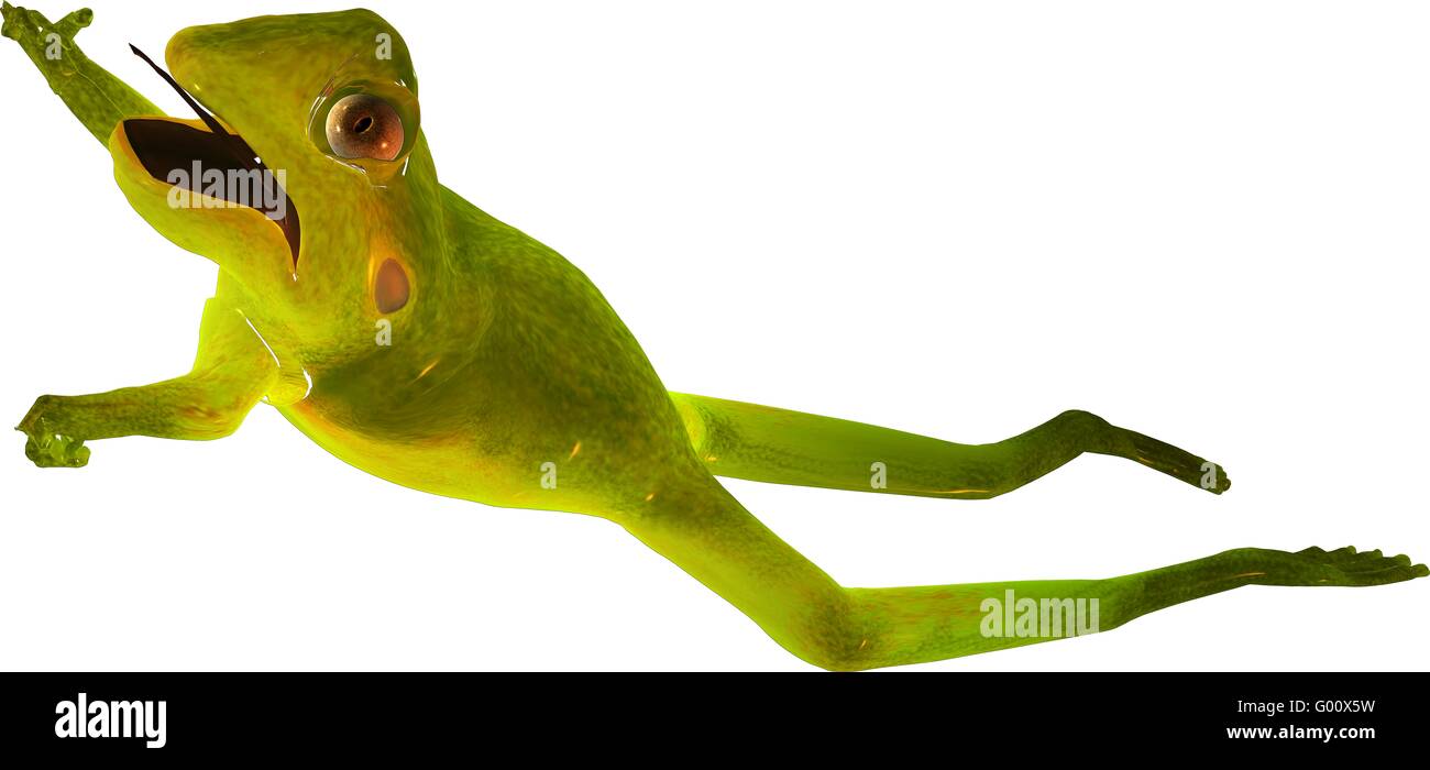 jumping frog rendering Stock Photo