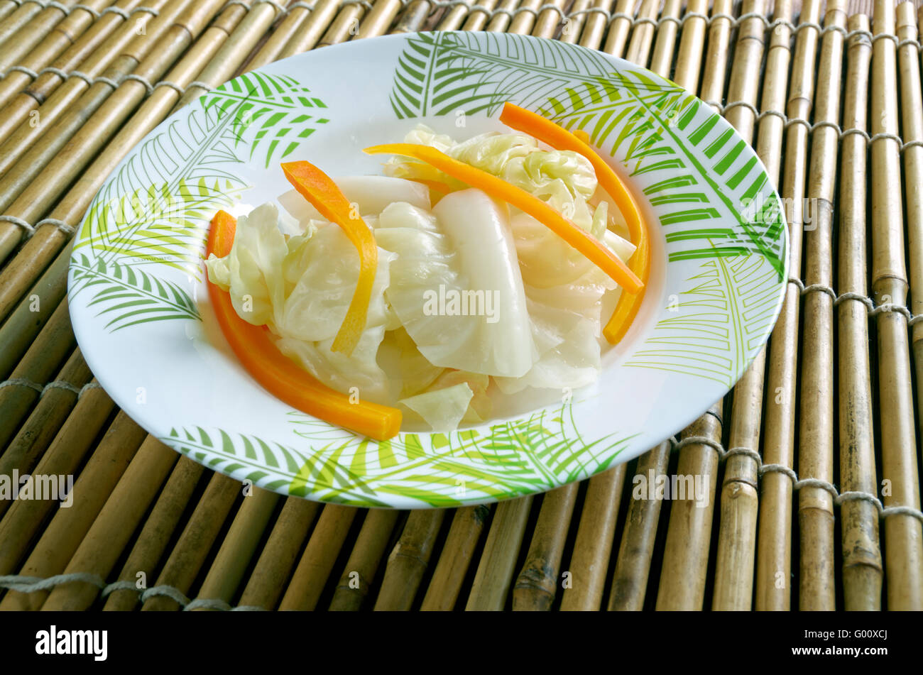 Pao cai - type of pickle, usually pickled cabbage, often found in Chinese, and particularly Szechuan cuisine Stock Photo