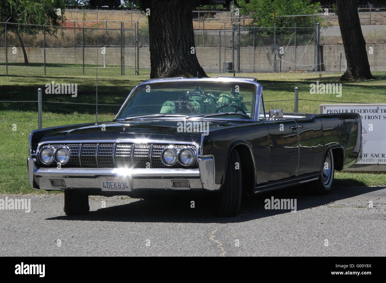 1964 Lincoln Continental Convertible in Black with the top down. Stock Photo