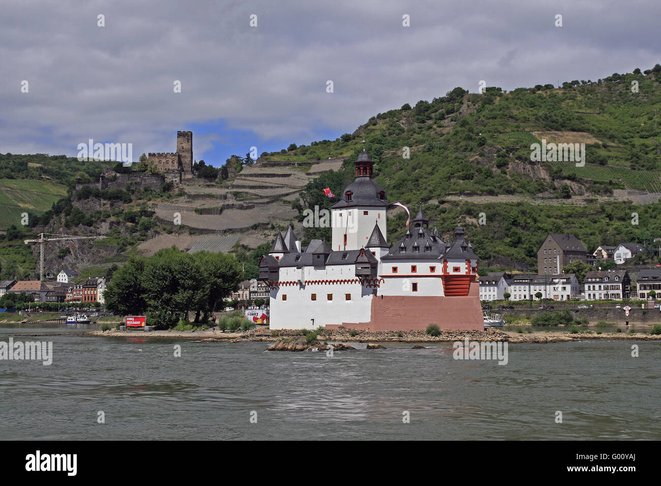 Toll castle Pfalz in the Rhine, Germany, Europe Stock Photo