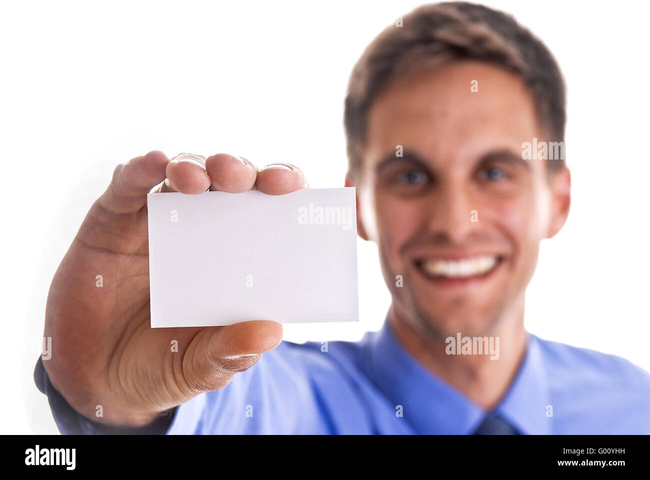 Business man holding business card in his hand Stock Photo Alamy